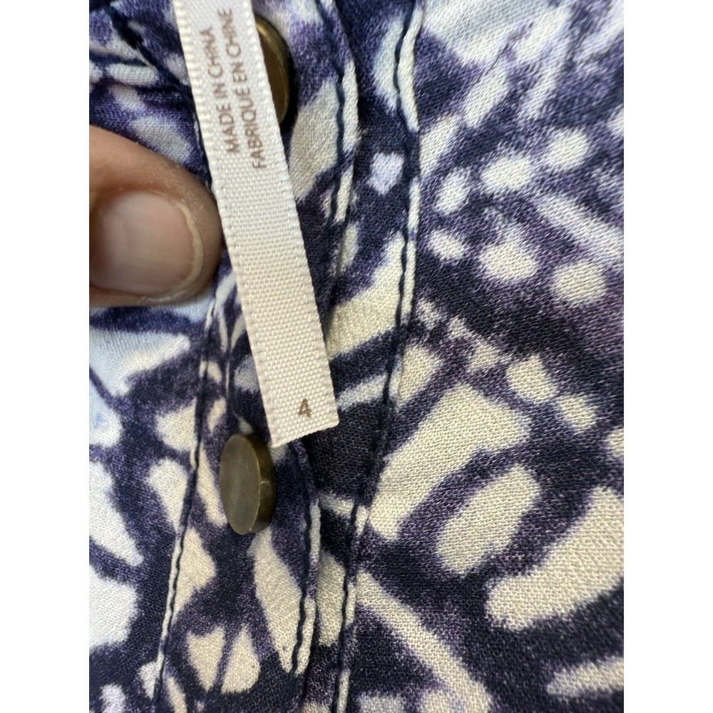 Free‎ People Lovers Dream Skirt Festival Midi button Size 4 indigo blue white - Picture 2 of 2